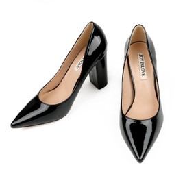 JOY IN LOVE Chunky Heels for Women High Block Heel Pointy Toe Dress Work Pumps Black 6.5US