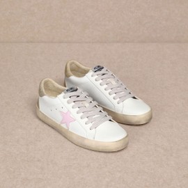 Mi.iM Sofia Rubber Sole Lace-up Low Top Star Sneakers(7.5, White)