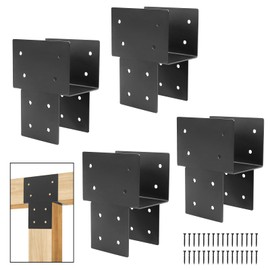 4 Pcs 4 "x 4 "Post Cap Tie Rod Brackets(Actual 3.6 "x3.6 ), Heavy Duty Wood Beam Tie Rod Brackets, for Supporting Outdoor Pergolas, Gazebos, Decks and Porches