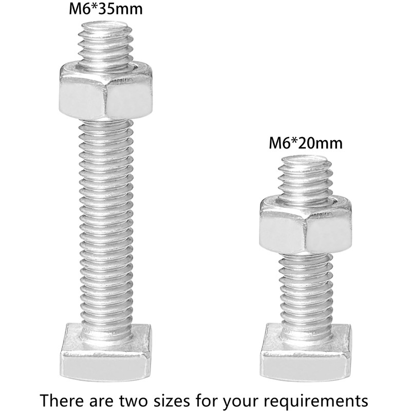 8 PCS Stainless Steel Square Head Bolts Screws (M6*20mm)