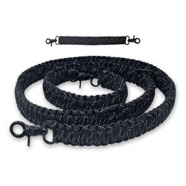 Monarch Commerce Emergency EMS Services Radio Strap 60” Reflective Paracord with 14” Anti-Sway Stabilizer Strap for EMT, Police, Firefighters, Security, Black, 60" Radio Strap with 14" Stabilizing