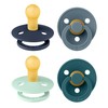 BIBS Colour Soother 4-Pack, BPA Free Dummy Pacifier, Round Nipple.