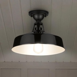 Urban Ambiance Luxury Industrial Ceiling Light, Medium Size: 9.5''H x 13.25''W, with Farmhouse Style Elements, Gloss Black Finish, UHP1494 from The Gary Collection