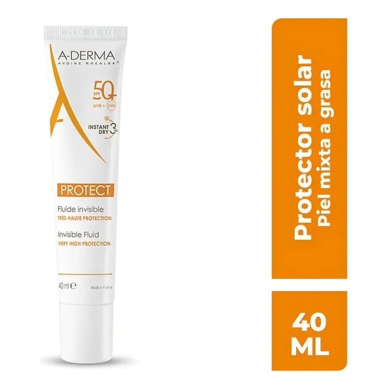 Protector Solar A-derma Fluído Invisible Fps50+ 40ml