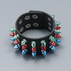 LHUOSN Gothic Leather Cuff Bracelet, Spiked Wristband, Extra Wide Leather