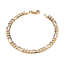 Old English Jewellers 9ct Yellow Gold on Silver Men's FIGARO Curb Bracelet - 8.5 inch