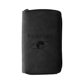 Bojueshaw RFID-Blocking Passport Holder,Slim Leather Travel Wallet,Travel Document Holder for Credit Card,Money,Boarding(Black)