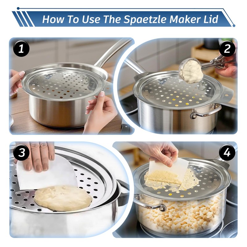 Mlesi Premium Grade Stainless Steel Spaetzle Maker with plastic Scraper,