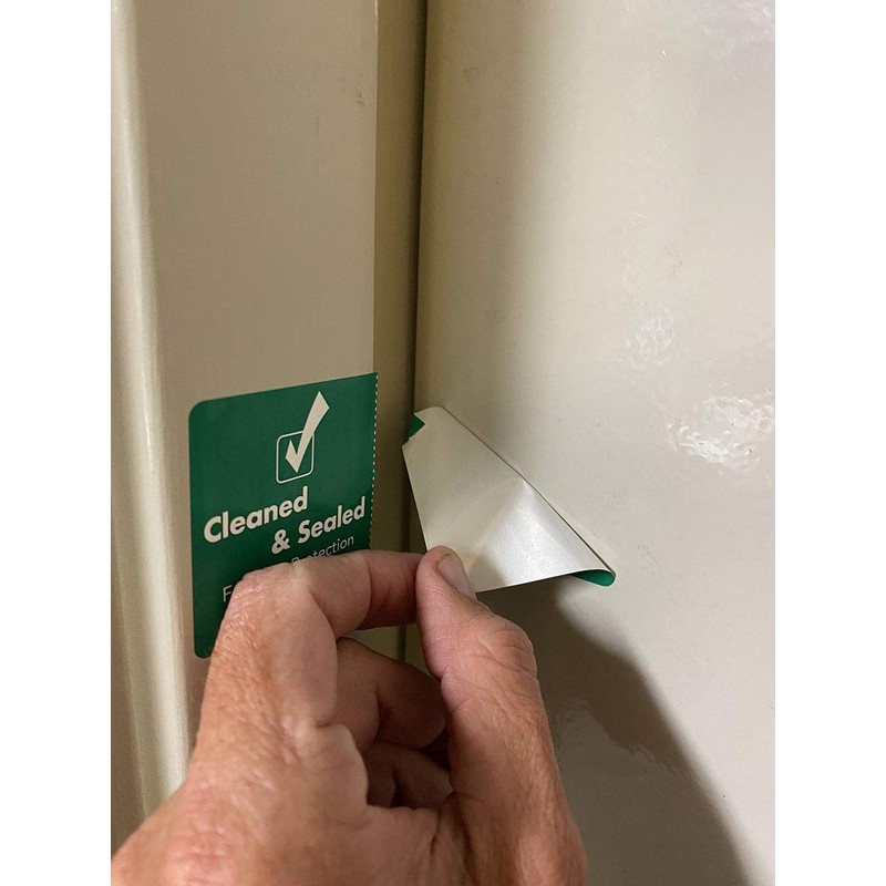 Cleaned and Sealed Tamper Seal Labels Green 2 x 4