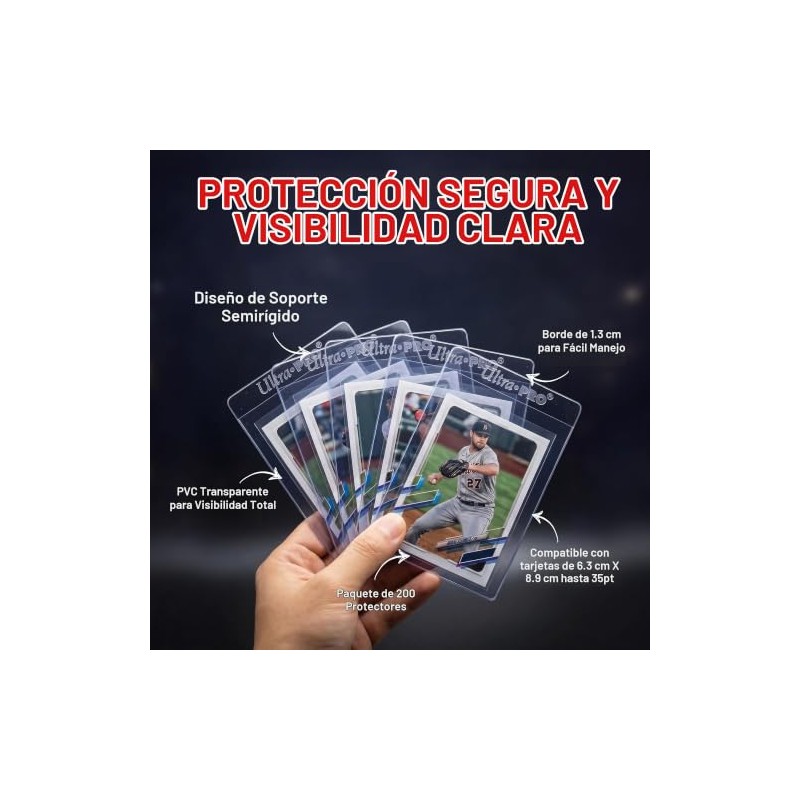 UltraPro Soportes para tarjetas, mangas con bordes semirrígidos de 1.27