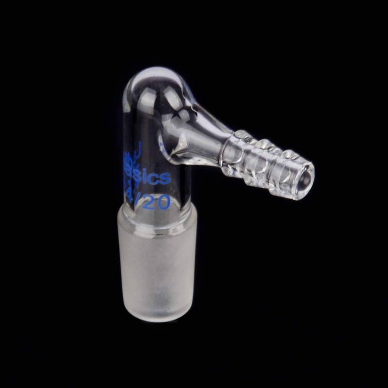 Labasics Glass 90 Degree Vacuum/Gas Adapter, Borosilicate Glass Bent Inlet