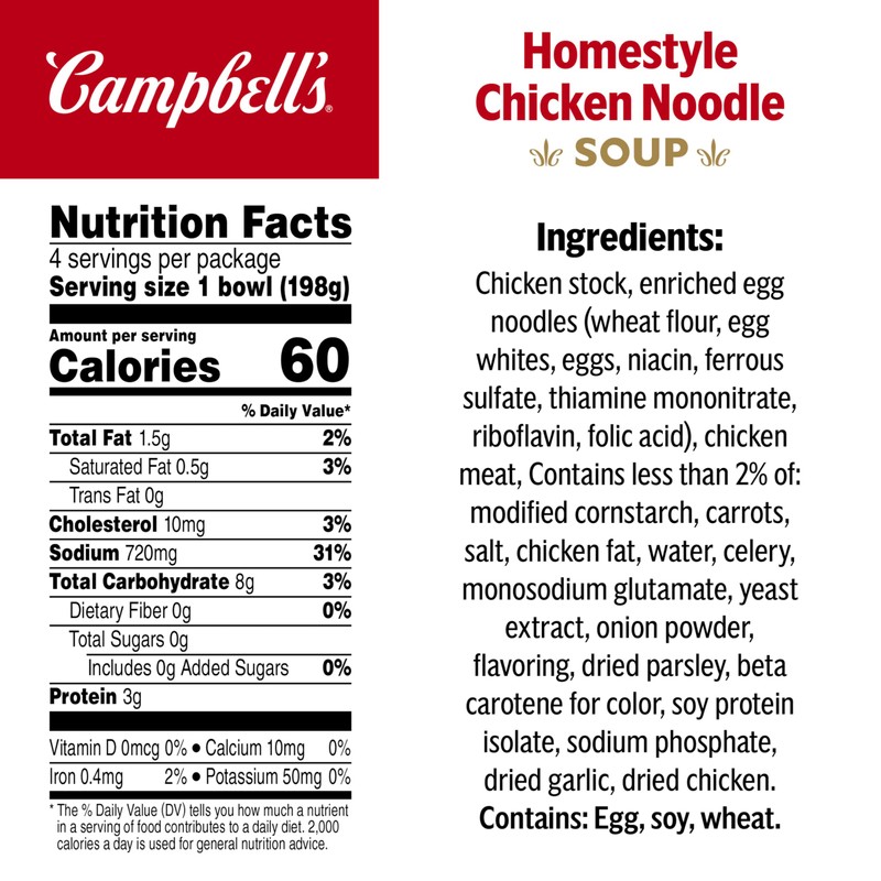 Campbell’s Homestyle Chicken Noodle Soup, 7 oz Bowl (16 Pack)