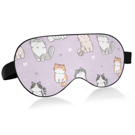 xigua Purple Cat Sleep Eye Mask Breathable Soft Light Blocking Eye Mask Adjustable Eyeshade Cover for Women Men