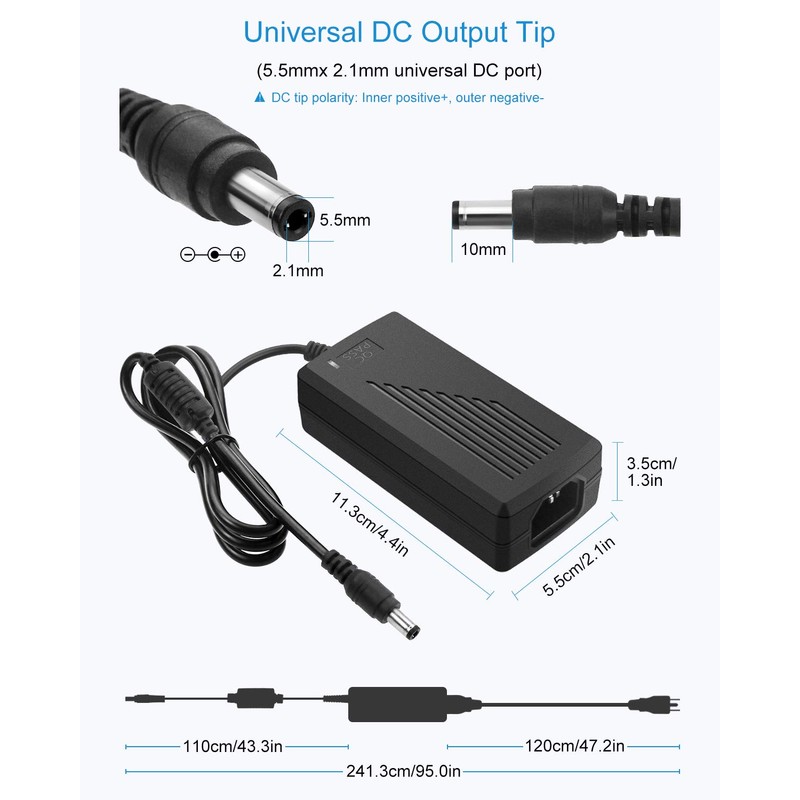 ALITOVE DC 12V 5A Power Supply Adapter Converter Transformer 60W