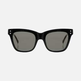 CARVE Eyewear Leopold Sunglasses, Gloss black & Muted Tortoise Temples Frame with Grey Lens