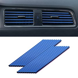 LivTee 20 Pieces Car Air Conditioner Decoration Strip for Vent Outlet, Universal Waterproof Bendable Air Vent Outlet Trim Decoration, Car Interior Accessories (Blue)