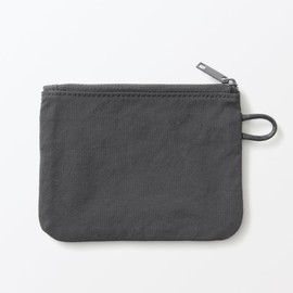 Muji 84473852 Wrinkle Nylon Flat Pouch, Dark Gray, S, Approx. 5.3 x 3.9 inches (13.6 x 10 cm)