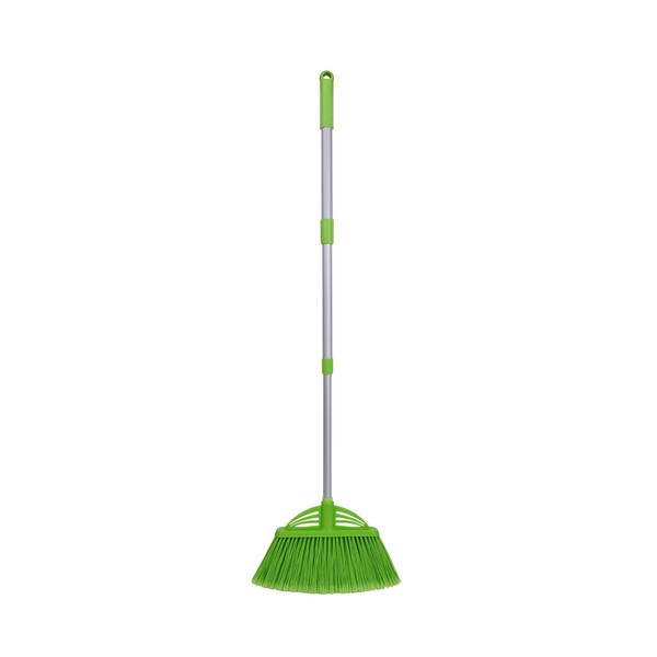 Xifando Heavy-Duty Broom, Telescopic Aluminum Alloy Rod Long-Handled Broom（Green）