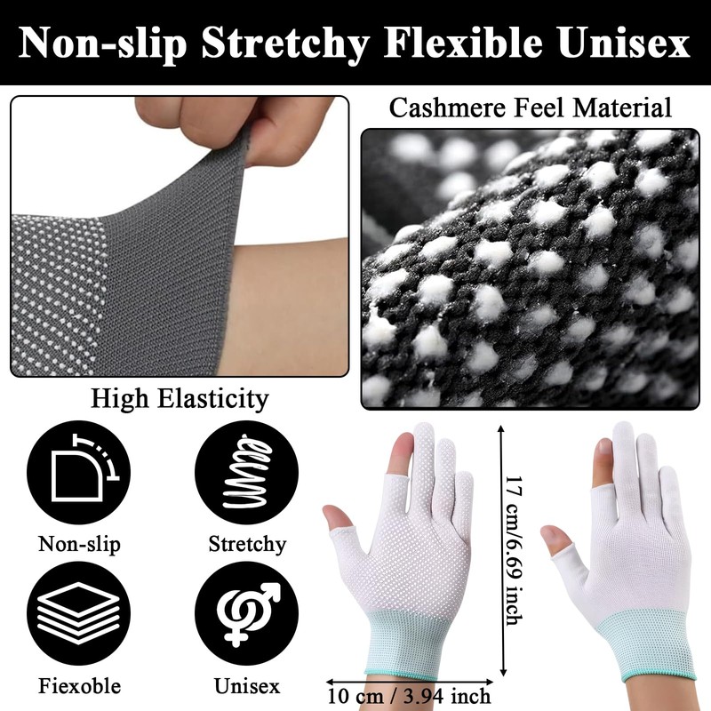 GMHLLES 6 Pairs Fingerless Work Gloves Mens Fingerless Gloves Anti-Slip