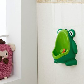 Healvian Potty Training Urinal Cute Frog Pee Trainer with Funny Aiming Target Standing Boys Toilet for Toddler Baby Boy Green