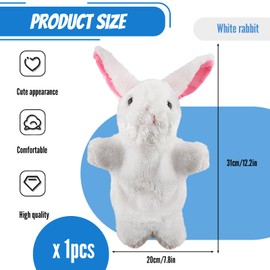 ACTOYS Hand Puppets for Children, Easter Bunny, Hand Puppets, Hand Puppets for Adults Hands, Hand Puppet Rabbit, for Hand Puppets for Adult Hands, Puppet Theatre (White Rabbit)