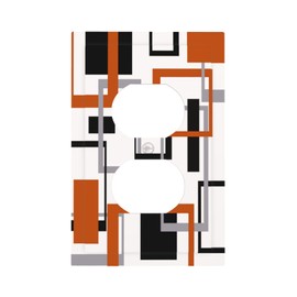 Spshian Outlet Covers Orange Modern Abstract Square Geometric 1 Gang Duplex Light Switch Cover Plate Decorative Wall Plates Electrical Switchplate Receptacle Cover for Bathroom Bedroom Decor