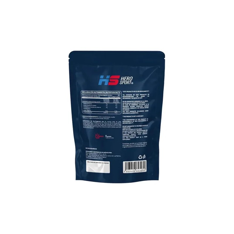 Creatina Monohidratada 1 Kg 200 Servicios Hero Sport Sabor Sin