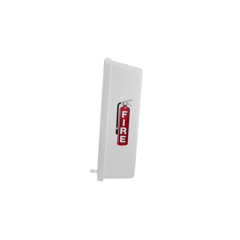 White Surface-Mounted Fire Extinguisher Cabinet with Pull-Panel for 10 lb.