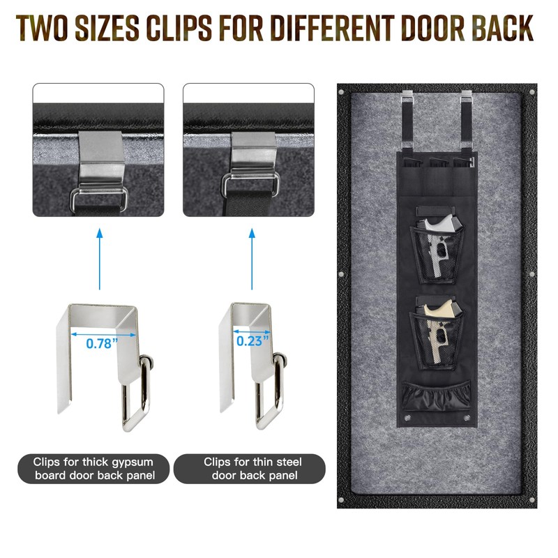 INKUITEN Gun Safe Door Organizer,Handgun Hanger with Elastic Triple Mag