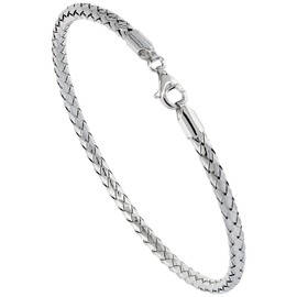 Sterling Silver Woven Bracelet Flexible, 1/8 inch Wide