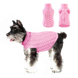 NACOCO Classic Dog Sweater Knitted Turtleneck Dog Sweater Warm Winter Clothes for Small Dogs Puppy Cat (Small, Pink)