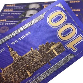 YIQILAFADA 5pc 100 Dollar Bills, Gold Foil 100 USD Money Banknotes Crafts for Decor