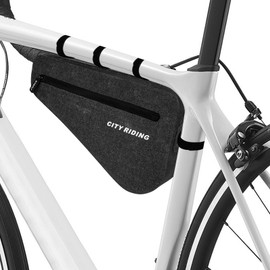 Bicycle Frame Bag 2.0 Litres, Bicycle Bag Frame Waterproof, Top Tube Bag Bicycle Narrow Triangle Shape, Velcro System Quick Assembly for Gravel Bike, MTB, Road Bike, City Bike, Trekking Bike