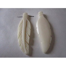 Biker Bettys 10 Carved BONE FEATHERS 2 3/4 Pendants Charms Beads Carved Buffalo Bone Jewelry Craft Making 908