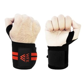 Gym Wrist Wraps Fitness Workout Training Heavy Weight Lifting Wrist Straps Support Thumb Loops Adjustable Pair Brace Strong Grip Powerlifting Bodybuilding (Orange)