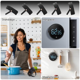 Magnetisch Timer digital,digital Timer,digitaler Timer,Küchentimer,Eieruhr Kurzzeitwecker mit Rahmen aus,Großem LED-Bildschirm, 3-stufiger Lautstärke zum Kochen, Sport, Fitness, Studium.