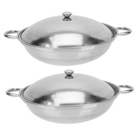 VINTORKY 2pcs Stainless Steel Griddle Everyday Pan Kitchen Coookware Seafood Pan Paella Pan Stainless Steel Pot Stock Pot Noodles Cooker Food Cooking Pan Stovetop Pot Work Spaghetti Hot Pot