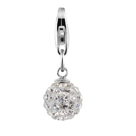 Nenalina 716250-001 Crystal Ball Carabiner Charm Pendant for Charm Bracelet 925 Sterling Silver, Sterling Silver, Crystal