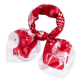 Ymemory Silk Like Scarf Head Scarf Fashion Christmas Pattern Hair Scarf Design Neck Scarfs White