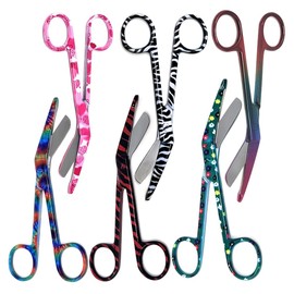 Bandage Scissors 6 Pcs, 5.5" Surgical Instruments, Made of Premium Grade Stainless Steel Ideal for EMTs, Medical Students, Paramedics, Doctors, Veterinarians, Nurse Vet Tech Gift, Colorful Patterns
