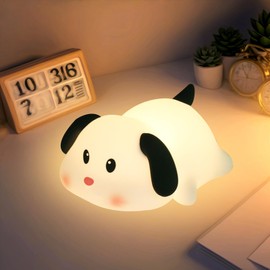 Night Light for Kids, Cute Silicone Puppy Squishy Night Light with Timer, 3 Levels Dimmable LED Dog Night Light for Baby Nursery, Rechargeable Kids Night Light Unique Gifts for Boys and Girls (Black)