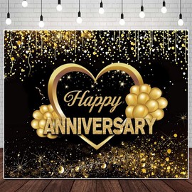 Chloroplastid Gold Black Anniversary Photography Background 10x8ft Multi-purpose (Birthday, Baby Shower, Wedding, etc.) Paper or Fabric