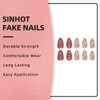 SINHOT Medium Press on Nails Almond Fake Nails Glossy Glue