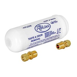 EZ-FLO 6 Inch In-Line Water Filter, Brass 1/4 Inch MIP x 7/16 Inch Compression Adapters, 60476N