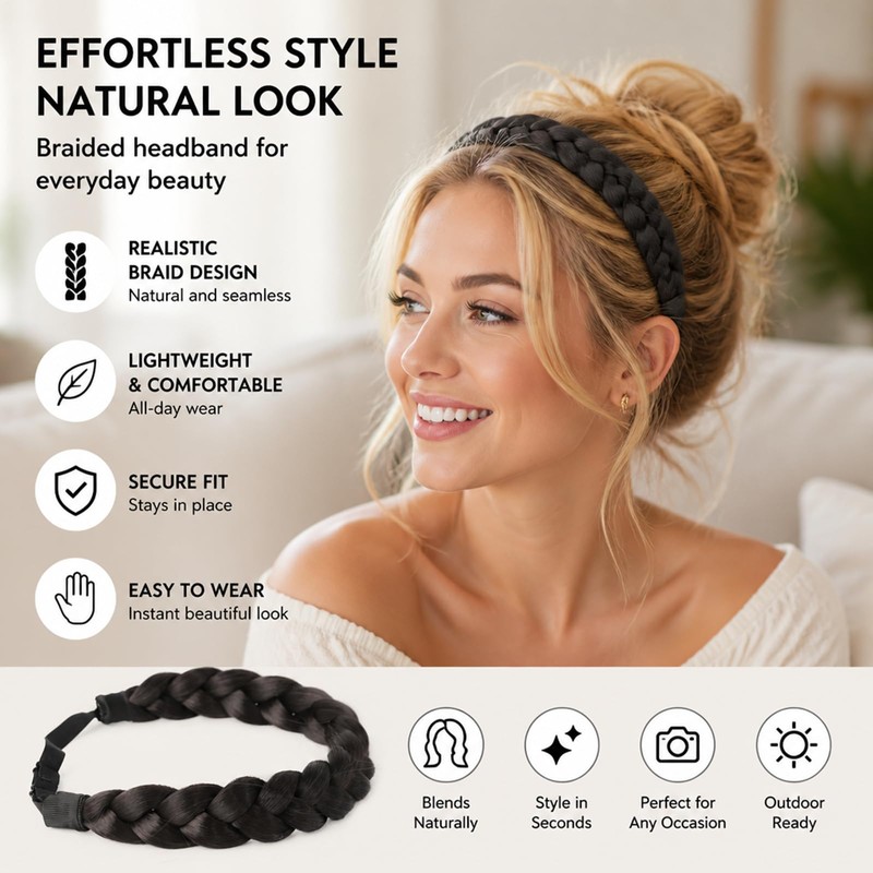 Hair Bundle Kit - Fake Braid Headband - Large Scrunchie
