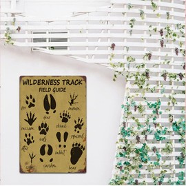 Vintage Aluminum Animal Tracks Field Guide Sign - 8x12 Inches - Ideal for Log Cabin, Forest Hunting, or Boy Nursery Wall Decor