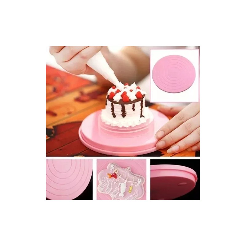 GU Base Giratoria Para Pastel, Cupcakes, Galletas, Rosa Anti