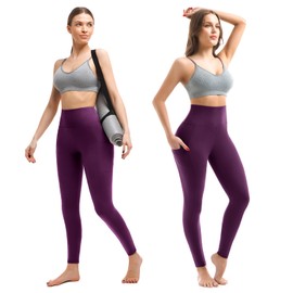 Walifrey Leggings with Pockets for Women, High Waisted Buttery Soft Womens Leggings for Gym Yoga Workout (Purple XXL)