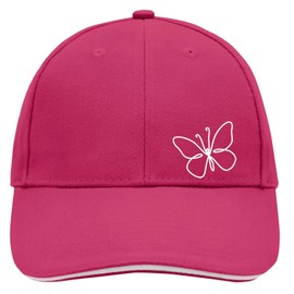 huuraa Cappy Hat Butterfly Silhouette Gift Unisex Cap Butterfly Present, Pink/white