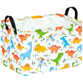 HUAYEE Rectangle Colorful Dinosaur Design Gift Basket Kids Hamper Nursery Storage Bin Toy Box with Handles for Room,Bathroom